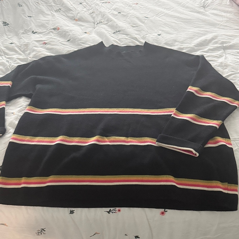 Elegant Multicolor Striped Crew Neck Sweater